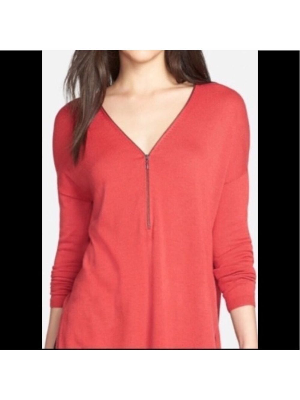 𝅺TROUVE berry soft zipper front sweater size small
